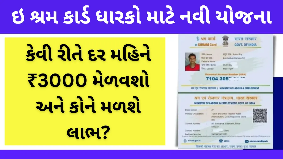 E Shram Card New Scheme 2025: કેવી રીતે દર મહિને ₹3000 મેળવશો અને કોને મળશે લાભ?